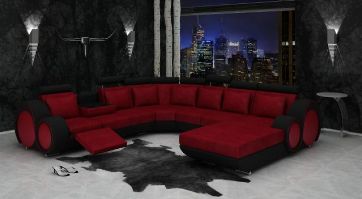 Textil Sofa mat USB XXL Wunnlandschaft Stoff Couch Grouss Polster Sofa U Form Nei
