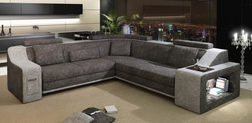 Eckcanapé Lieder Textil Canapé mat USB Polster Wunnlandschaft L Garnitur Sëtz Isching