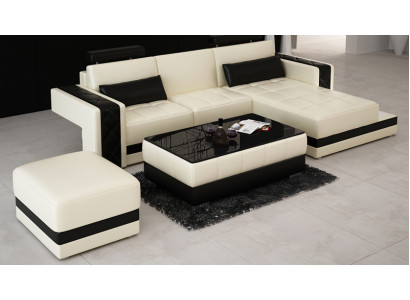 Ledercouch mat USB Wunnlandschaft Ecksofa Eck Garnitur Design Moderne Sofa L6010D