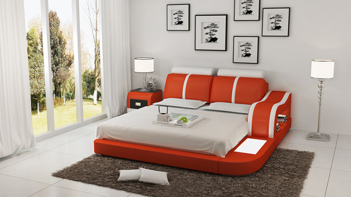 Design Bett XXL Grouss Better Lieder Hotel Polster 180x200 Multifunktioun Regal USB