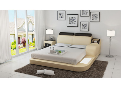 Design Bett XXL Grouss Better Lieder Hotel Polster 160x200cm Multifunktioun Regal USB