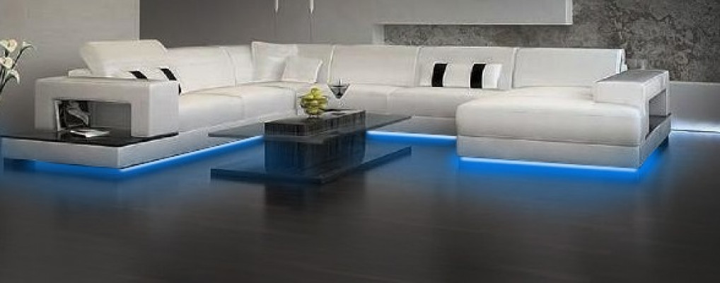 Wunnlandschaft Canapé Polstersët Eck Garnitur Designer Liederentsofa Grousst Canapé mat USB