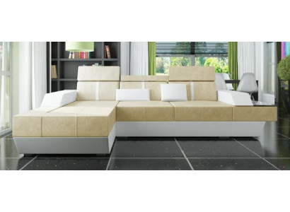 Stoffcouch Eckcouch Textilcouch Couch + USB Textil Stoff Wunnlandschaft Polster Nei