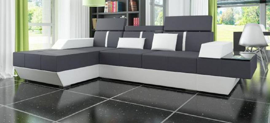 Ledercouch Wunnlandschaft Canapé Sofa Ecke Sofa mat USB, Ledercouch Polster Eck