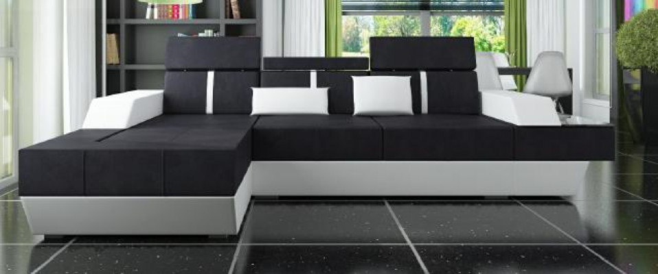 Textilcanapé Eckcanapé Stoffcanapé Canapé + USB Wunnlandschaft Polster Moosschneiderei