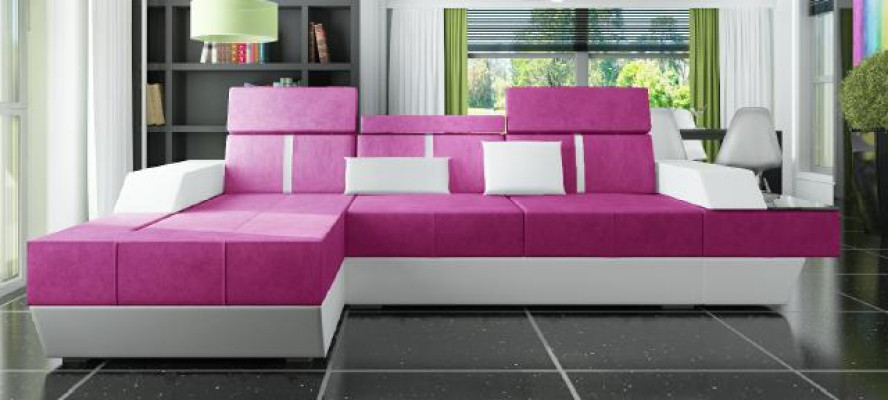 Textilcanapé Eckcanapé Stoffcanapé Canapé + USB Wunnlandschaft Polster Moosschneiderei