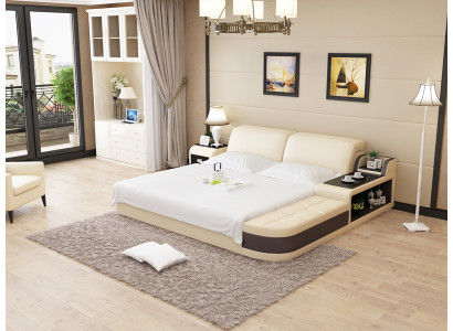 Design Polster Duebel Bett Modern Schlofzëmmer Better 200x210cm + USB & Regal