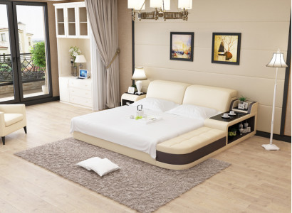 Design Polster Duebel Bett Modern Schlofzëmmer Better 200x210cm + USB & Regal