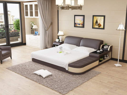 Design Polster Duebel Bett Modern Schlofzëmmer Better 200x210cm + USB & Regal