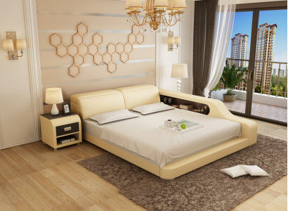 Design Këssen Duebel Bett Modern Better Schlofkummer 200x210cm mat USB & Regal