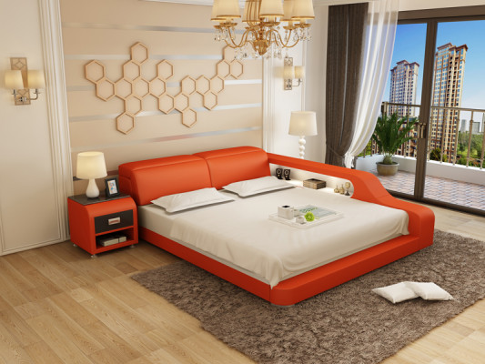 Design Këssen Duebel Bett Modern Better Schlofkummer 200x210cm mat USB & Regal