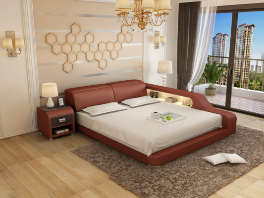 Design Këssen Duebel Bett Modern Better Schlofkummer 200x210cm mat USB & Regal