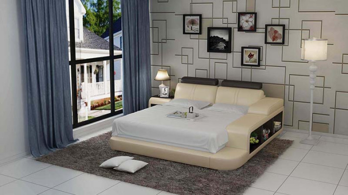 Design Këssen Duebel Bett Modern Better Schlofkummer mat USB & Regal 180x200cm