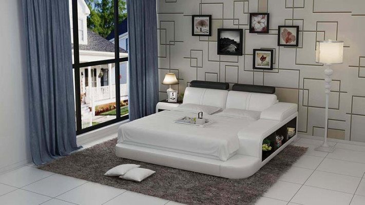 Design Këssen Duebel Bett Modern Better Schlofkummer mat USB & Regal 180x200cm