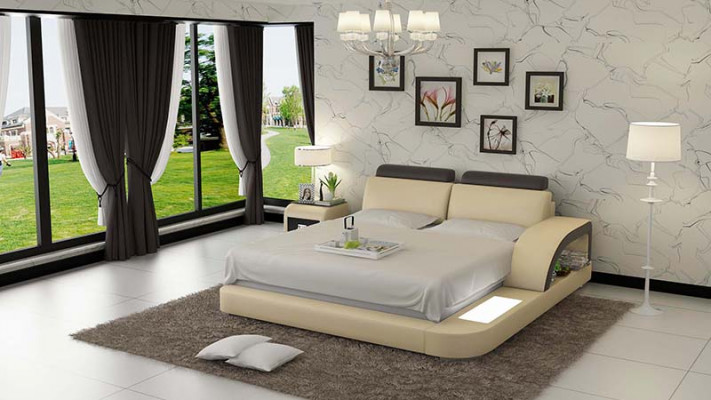 Design Këssen Duebel Bett Modern Better Schlofkummer mat USB & Regal 160x200cm