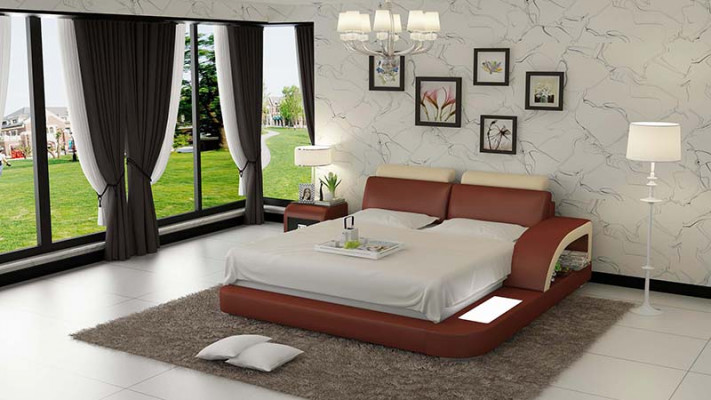Design Këssen Duebel Bett Modern Better Schlofkummer mat USB & Regal 160x200cm