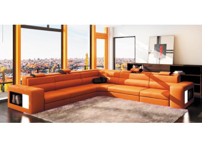 Liederkanapé Kanapé Canapé Eckeckkanapé Sëtz Polster Wunnlandschaft XXL Grouss Kuerf Orange