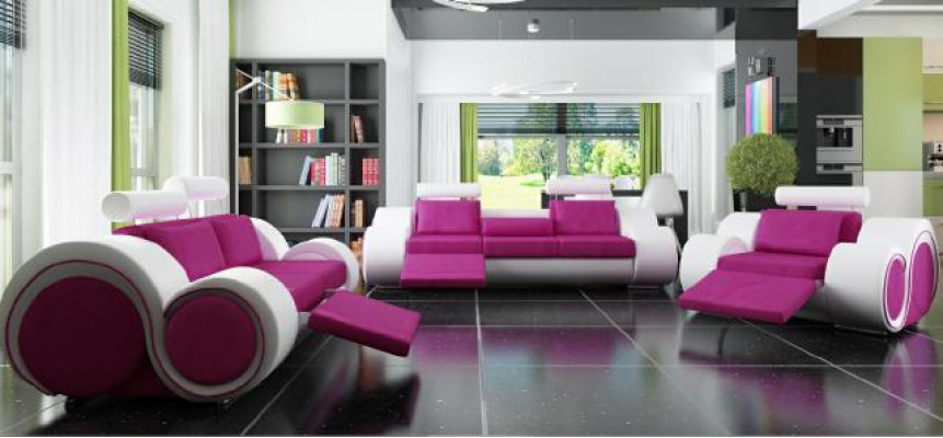 Canapé Set Polstersofa Couch Lieder Set Wunnlandschaft 3+2+1 Textil BER
