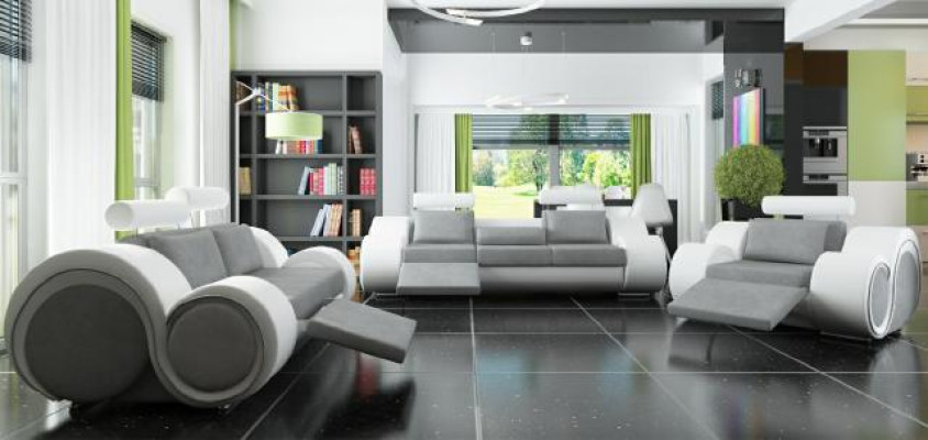 Canapé Set Polstersofa Couch Lieder Set Wunnlandschaft 3+2+1 Textil BER