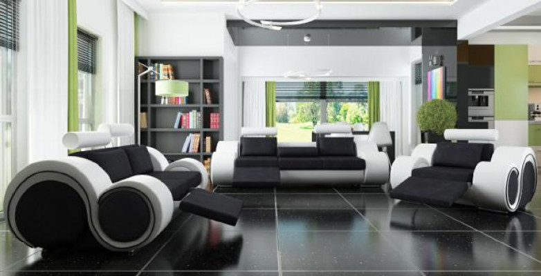 Canapé Set Polstersofa Couch Lieder Set Wunnlandschaft 3+2+1 Textil BER