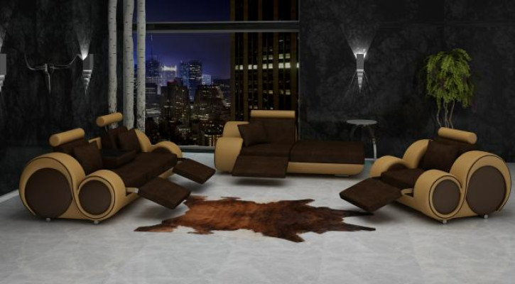 Canapé Set aus Lieder & Textilstoff Canapé Set 3+Chaise+1 Wunnlandschaft