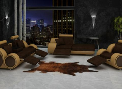 Canapé Set aus Lieder & Textilstoff Canapé Set 3+Chaise+1 Wunnlandschaft