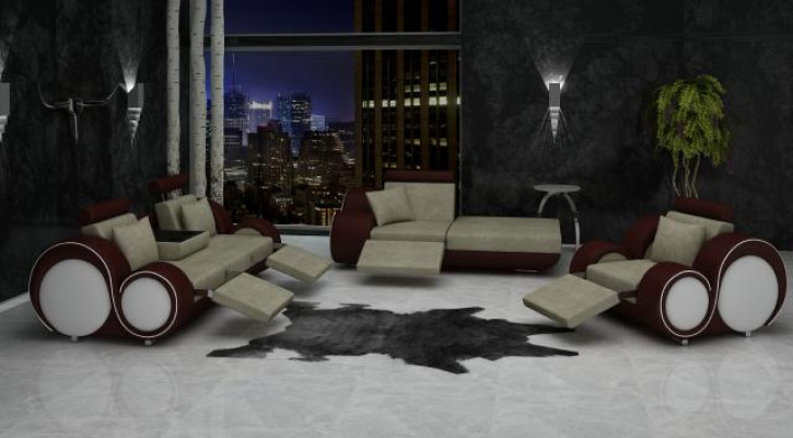 Canapé Set aus Lieder & Textilstoff Canapé Set 3+Chaise+1 Wunnlandschaft