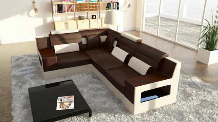 Wunnlandschaft Sofa Couch Polster Ecke Ecksofa Garnitur Textil Stoff Lieder Sofas