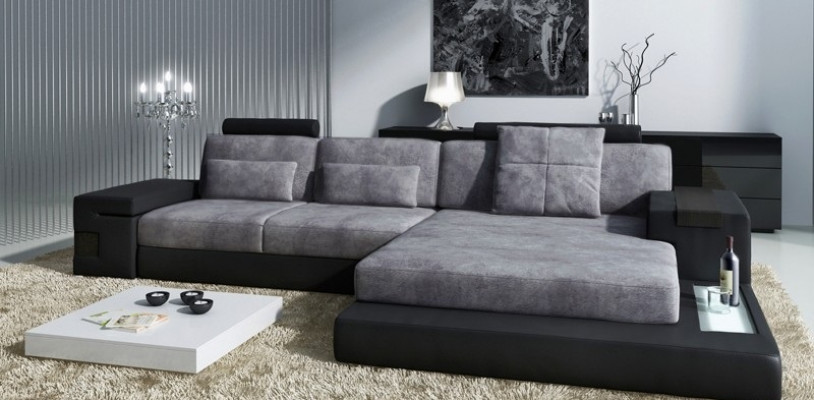LForm Wunnlandschaft Couch Grouss XXL Canapé Lieder Polster Ecke Garnitur Stoff Textil