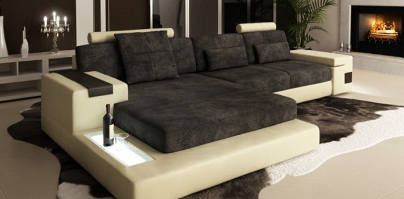 LForm Wunnlandschaft Couch Grouss XXL Canapé Lieder Polster Ecke Garnitur Stoff Textil