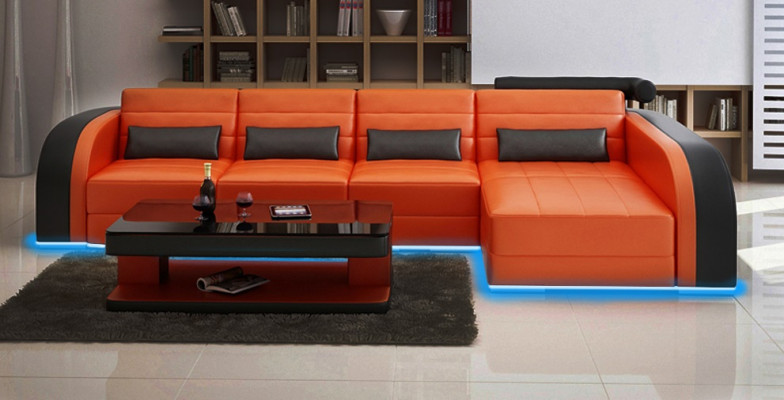 Grouss Canapé Sofa Wunnlandschaft Polster Eck Lieder Sofa Garnitur Canapéen Bergamo