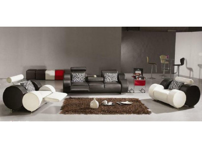 LEDERSOFA LÉINEN-ZUCHT GARNITUR 3+2+1 SÉLZER POLSTERGARNITUR DESIGNER SOFA NEI