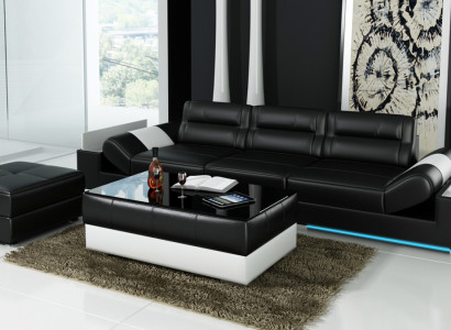 XXL Grousst Sofa Lounge Club 3+3 Seatert Multifunktions Canapé Ledercanapé + USB + LED
