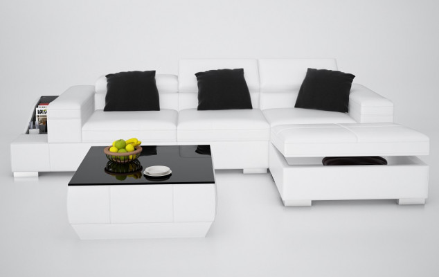 Liederkanapee Sofa mat USB Wunnlandschaft Ecksofa Ecke Garnitur Design Modern K5006D