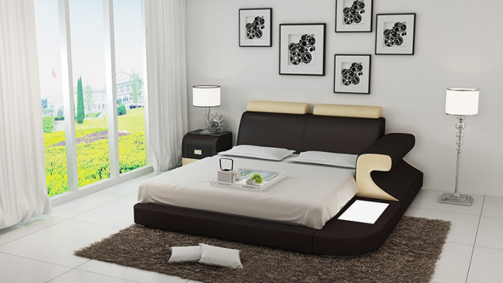Design Këssen Duebel Bett Modern Better Schlofkummer mat USB & Regal 180x200cm