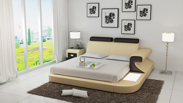 Design Këssen Duebel Bett Modern Better Schlofkummer mat USB & Regal 180x200cm