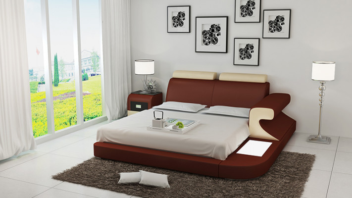 Design Këssen Duebel Bett Modern Better Schlofkummer mat USB & Regal 180x200cm