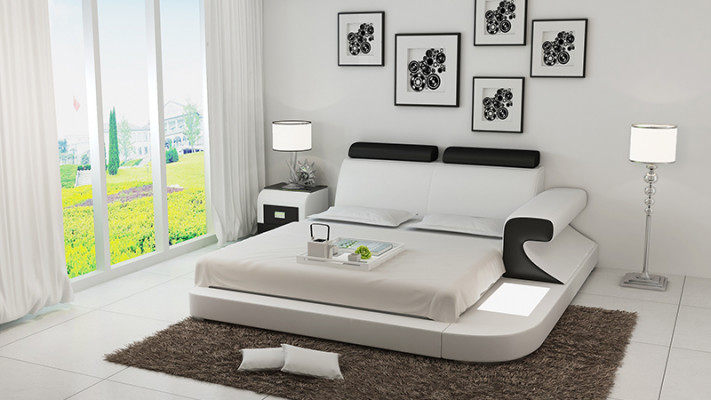 Design Këssen Duebel Bett Modern Better Schlofkummer mat USB & Regal 180x200cm