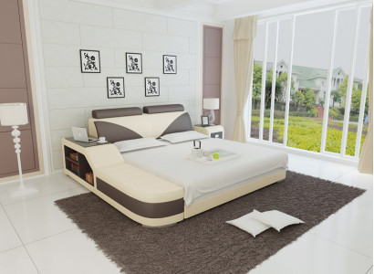 Design Këssen Duebel Bett Modern Schlofkummer Better 140x200cm + USB & Regal