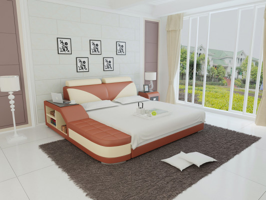 Design Këssen Duebel Bett Modern Schlofkummer Better 140x200cm + USB & Regal