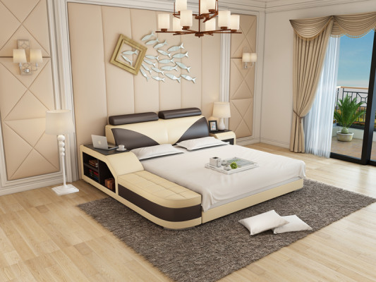 Design Këssen Duebel Bett Modern Schlofkummer Better 140x200cm + USB & Regal
