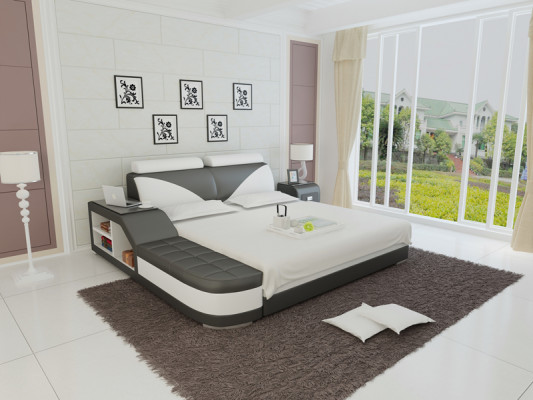 Design Këssen Duebel Bett Modern Schlofkummer Better 140x200cm + USB & Regal