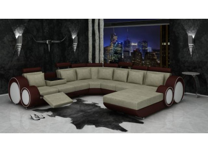 Textil Sofa Mat USB XXL Wunnlandschaft Stoff Canapé Grousst Sofa Polster Eckcanapé Nei