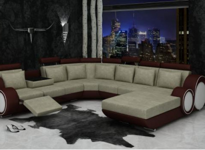 Textil Sofa Mat USB XXL Wunnlandschaft Stoff Canapé Grousst Sofa Polster Eckcanapé Nei