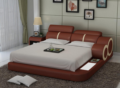 Design Bett XXL Grouss Better Lieder Polster Hotel 160x200cm Multifunktioun Regal USB