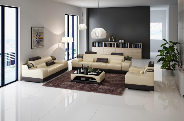 Sofa-Garnitur Couch Polster Sofa 3+3 Komplett Set Garnituren Design Lieder 2tlg.