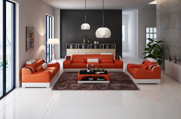 Sofa-Garnitur Couch Polster Sofa 3+3 Komplett Set Garnituren Design Lieder 2tlg.
