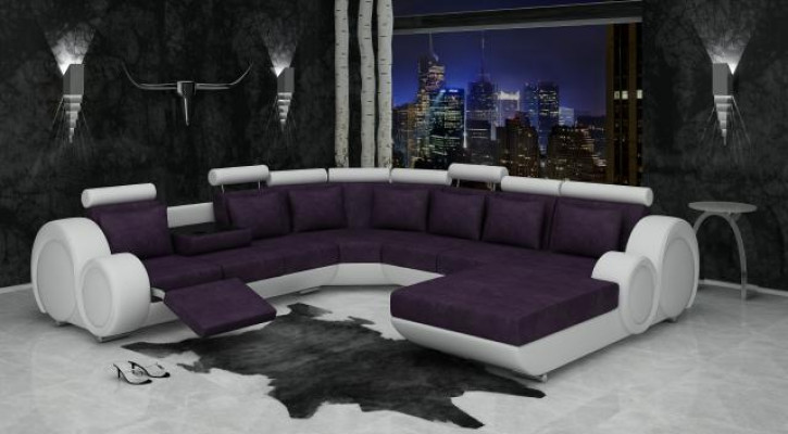 Textil Sofa Mat USB XXL Wunnlandschaft Stoff Canapé Grousst Sofa Polster Eckcanapé Nei