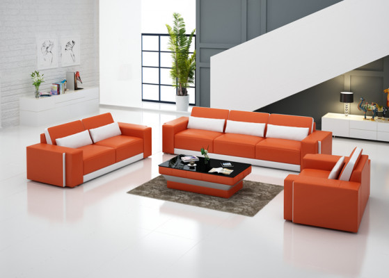Ledercouch Couch Wunnlandschaft Sofagarnitur Sofa Garnitur Modernen Design G 8019D