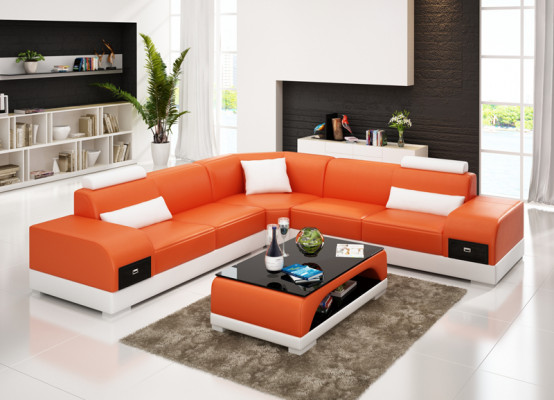 Ledercouch Canapé Wunnlandschaft Eckecksofa Ecksofa Modern Design Garnitur